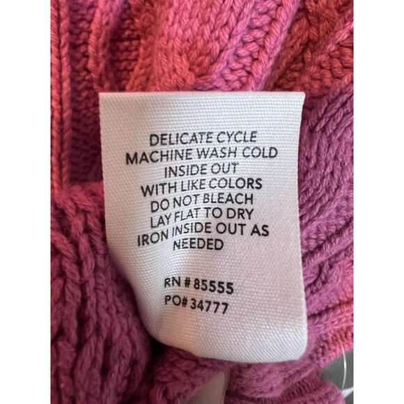 Cosmic Blue Love Sweater Pink Rose Cable Knit Sweater Large Crew Neck Preppy NWT - Picture 8 of 8